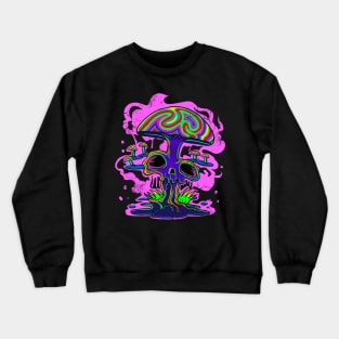 Psychedelic Mushroom Shrooms Skull Art Graphic Crewneck Sweatshirt